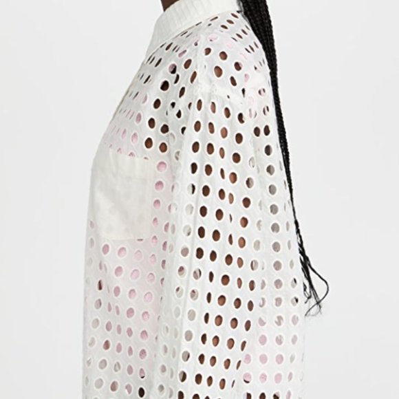 Solid & Striped Oxford Tunic Eyelet Beach Cover Up | Marshmallow - Picture 4 of 6